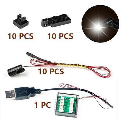 10pcs Terminal Led Searchlight MOC For Lego Light Table Lamp Multifunctional DIY Spotlight Black Building Block 1219