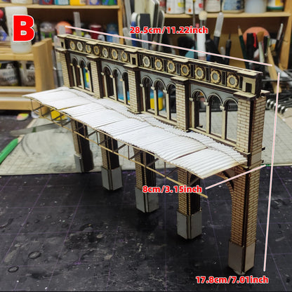 Assembly Architectural Model Miniature Sand Table Building Bungalow Railway Station Ticket Office Diorama Scale Model Kit 1/35