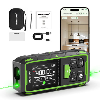 Huepar Dual Laser Rangefinder With Bluetooth 120M/200M Green Laser Measure Meter Multiple Unit Measurement Tool With LCD Backlit
