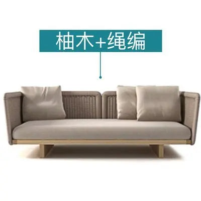 Woven Rattan Outdoor Sofa with Solid Wood Base, Weather-Resistant Patio Couch, 3-Seater Lounge Sofa for Balcony & Garden