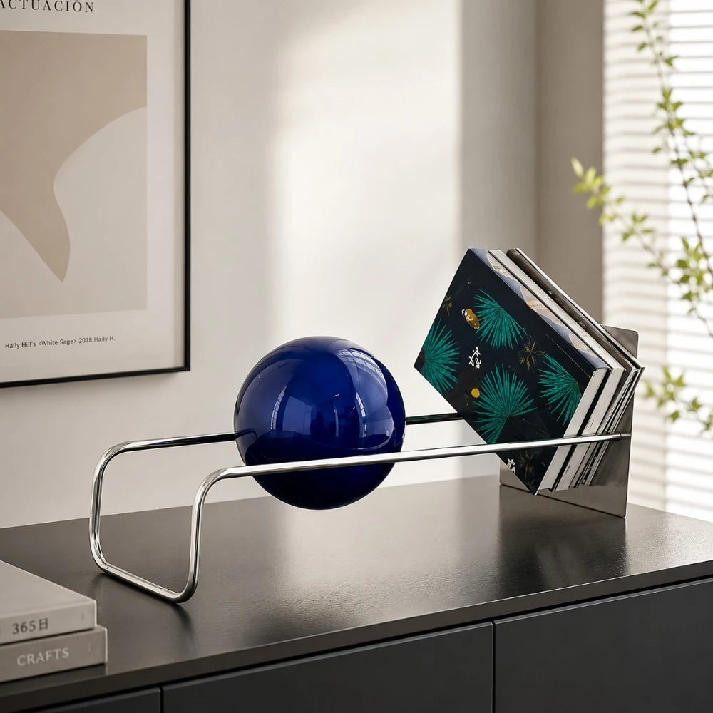 Modern Freestanding Bookshelf, Stainless Steel Display Shelf and Storage Rack for Living Room Home Office