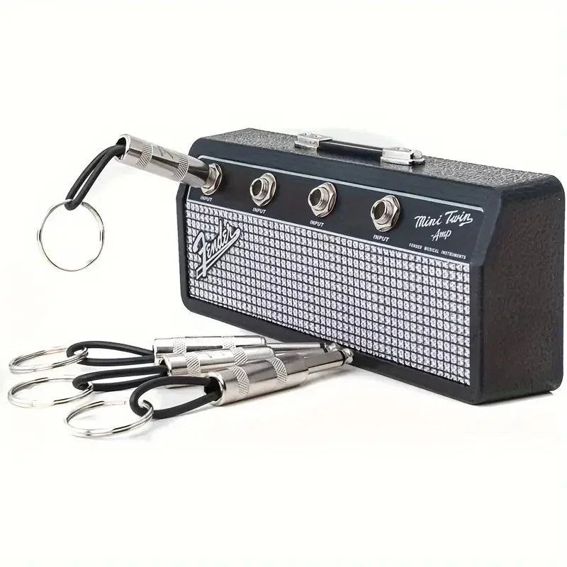 4pcs Wall Guitar Plug Keychain Vintage Amplifier Keychain Holder Key Rings Hanger Functional Key Shelf Hook Home Accessories