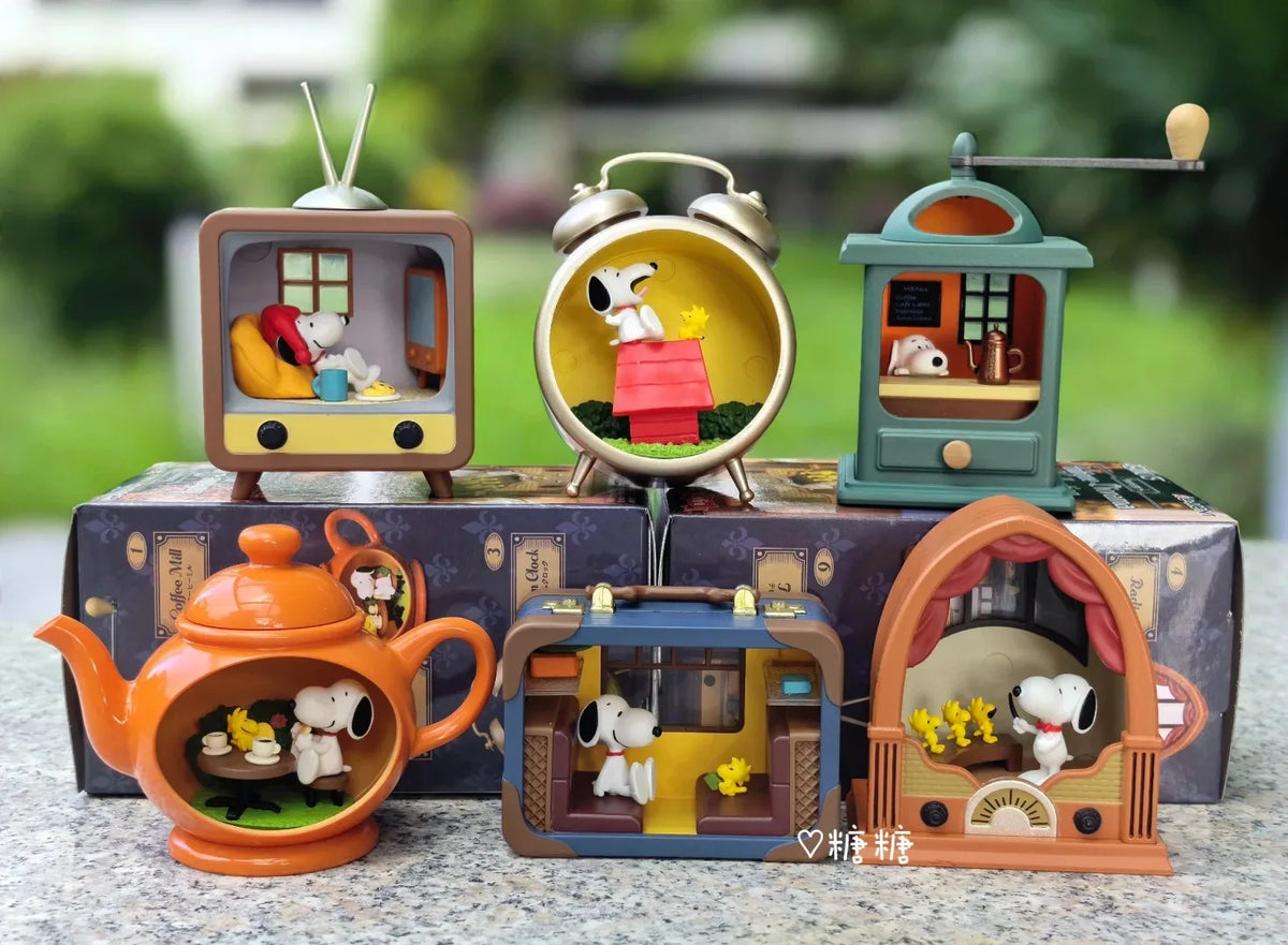 Re-Ment Snoopy Antique Diorama Collection Diorama Desktop Ornament Miniatures Models Original  Trendy Toys Gifts