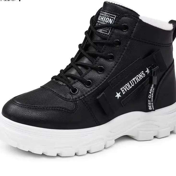 New Style Snow Boots for Men and Women Fashionable and Warm Thick Cotton Shoes Waterproof  Lace Up Mid Tube Cotton Boots 35-45