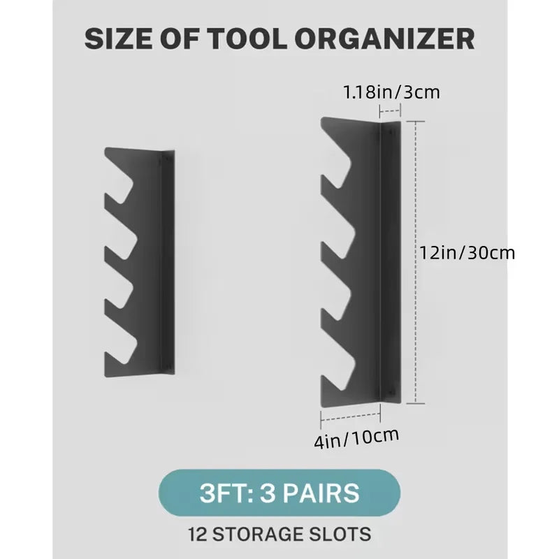 8/12th Floor Garage Tool Rack Wall Mounted, Shed Wall Organization Rack, Horizontal Tool Rack, Shovel and Rake