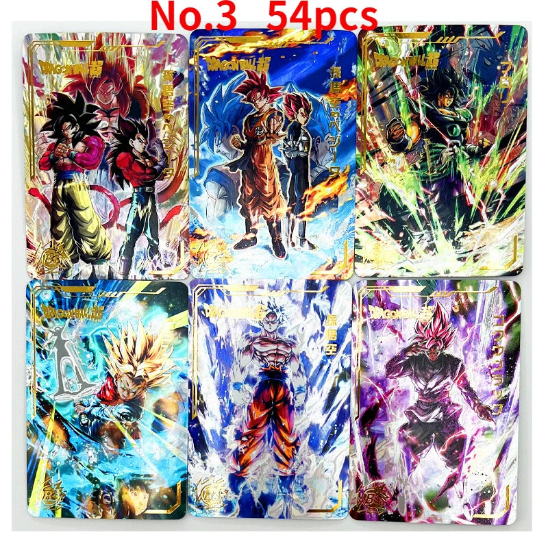 54pcs/set Dragon Ball Z Laser Engraving flash Super Saiyan Heroes Battle Card Ultra Instinct Goku Vegeta Game Collection Cards