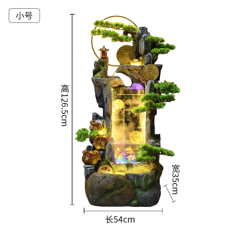 HYS rockery fish tank fountain flowing water ornament living room entrance TV cabinet lucky landscape office floor feng shui