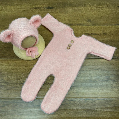 0-1 Month Baby Bear Outfit Newborn Photography Props Jumpers Baby Photo Shoot Clothing