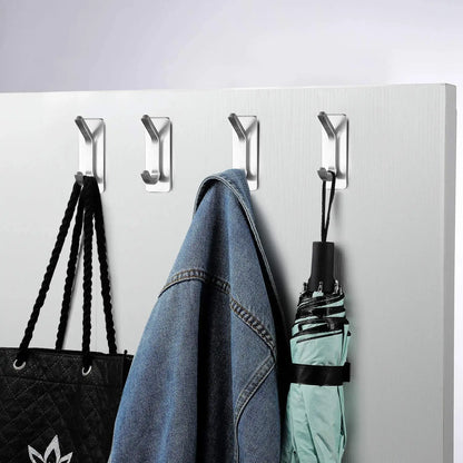 4pcs Towel Hooks Self Adhesive Bathroom Hooks 304 Stainless Steel Bathrobe Hooks  Storage Hanger Strong Adhesion Stick Wall Hook