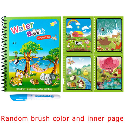 1Set Magic Water Drawing Book for Kids Reusable Water Coloring Book with Pen No Mess Painting Pad Early Educational Learning ZYF