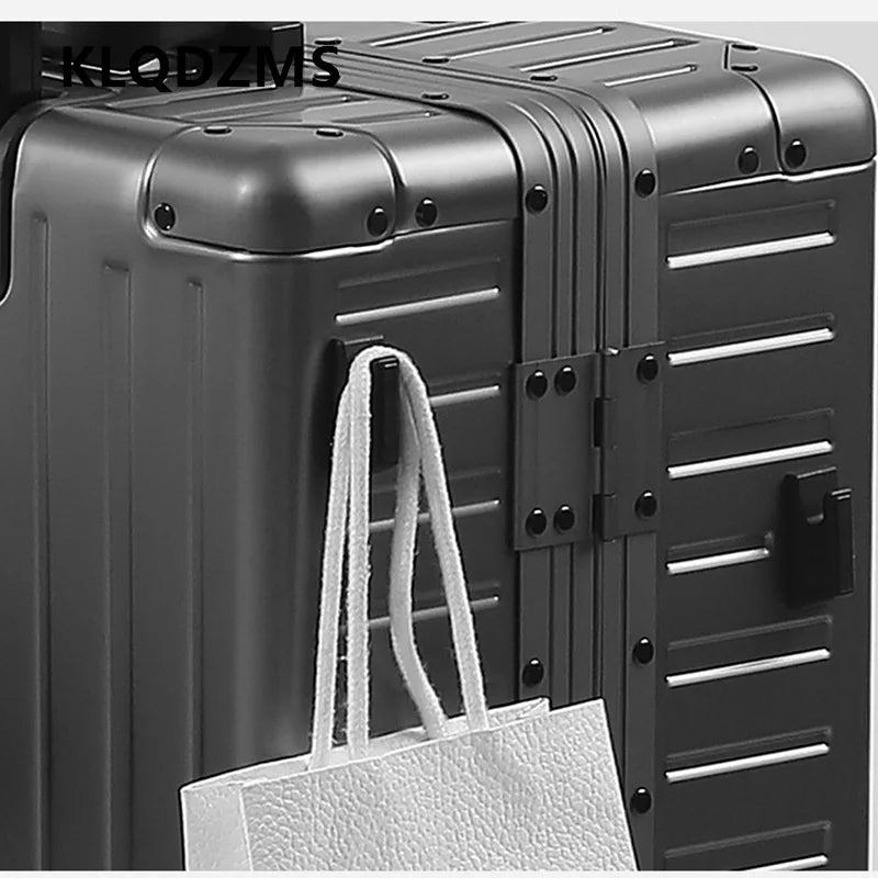 KLQDZMS Suitcase Front Opening Boarding Box Full Aluminum Magnesium Alloy Trolley Case 20 "24 Inches Multi-function Luggage