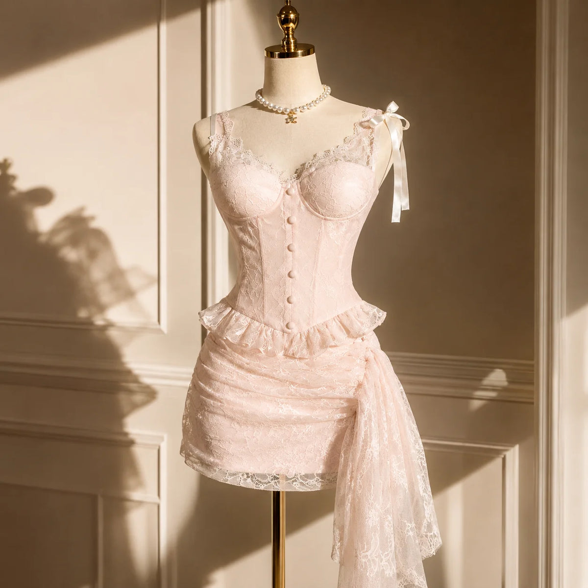 Sweet Coquette Sexy Light Pink Lace Ruffle Cami Top & Asymmetric Bodycon Skirt 2 Piece Set For Women Girls Club Party Daily Wear