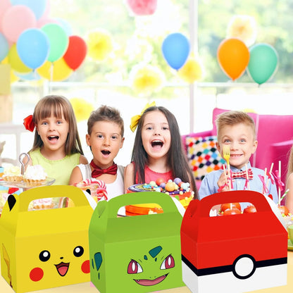 Pokemon Candy Box Birthday Party Decor Pikachu Paper Gift Bags Pokeball Handle Gift Packaging Box Baby Shower Kids Party Favors