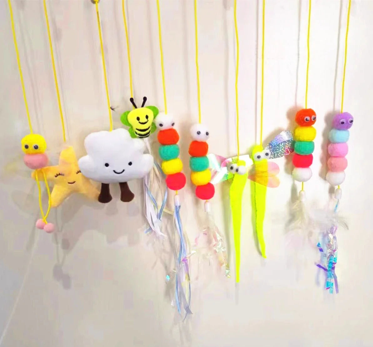 Cat Hanging Toy Independent Cat Teasing Elastic Rope Hanging Door Cat Teasing Stick Feather Teasing Cat Pet Teasing Cat Stick