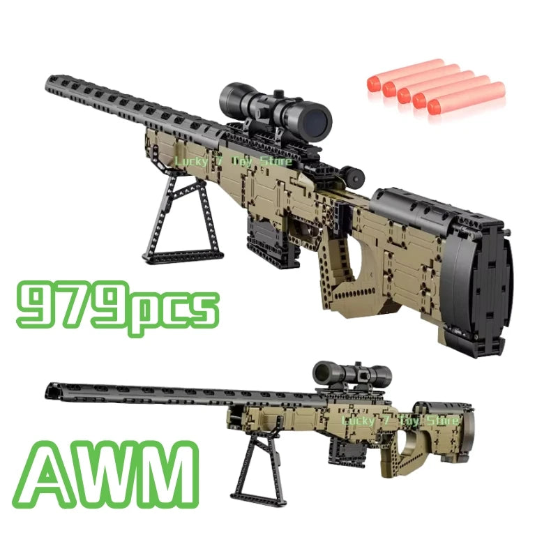 New City Technical  Police Military Weapon Sniper Rifle Building Blocks AWM For Assault Rifle Brick Toy for Kids Christmas Gifts