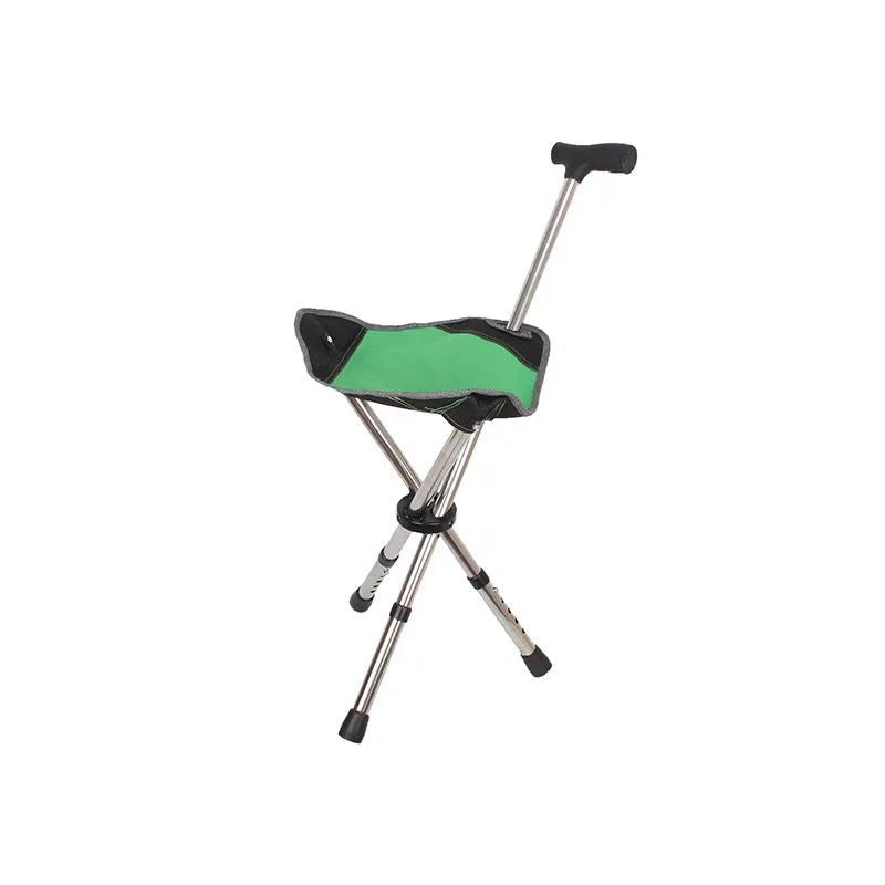2-in-1 Folding Cane with Seat, Adjustable Walking Stick Chair for Seniors, Portable Non-Slip Cane Stool for Travel and Camping