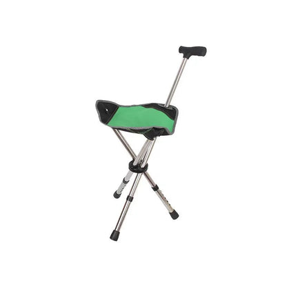2-in-1 Folding Cane with Seat, Adjustable Walking Stick Chair for Seniors, Portable Non-Slip Cane Stool for Travel and Camping