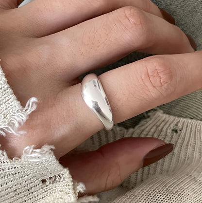 PANJBJ 925 Sterling Silver Geometry Crystal Ring For Women Ellipse Exaggerated Punk Water Drop Open Jewelry Gift Dropshipping