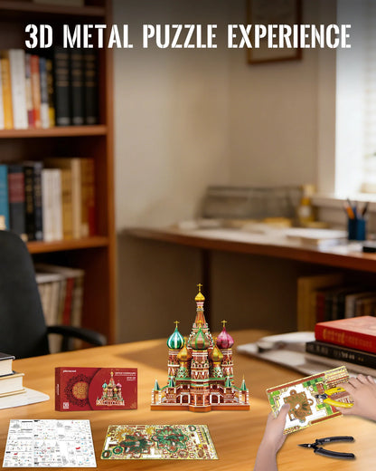 Piececool 3D Metal Model Kits Saint Basil's Cathedral 3D Metal Puzzle Model Building Kits for Adults Brain Teaser DIY Model Gift