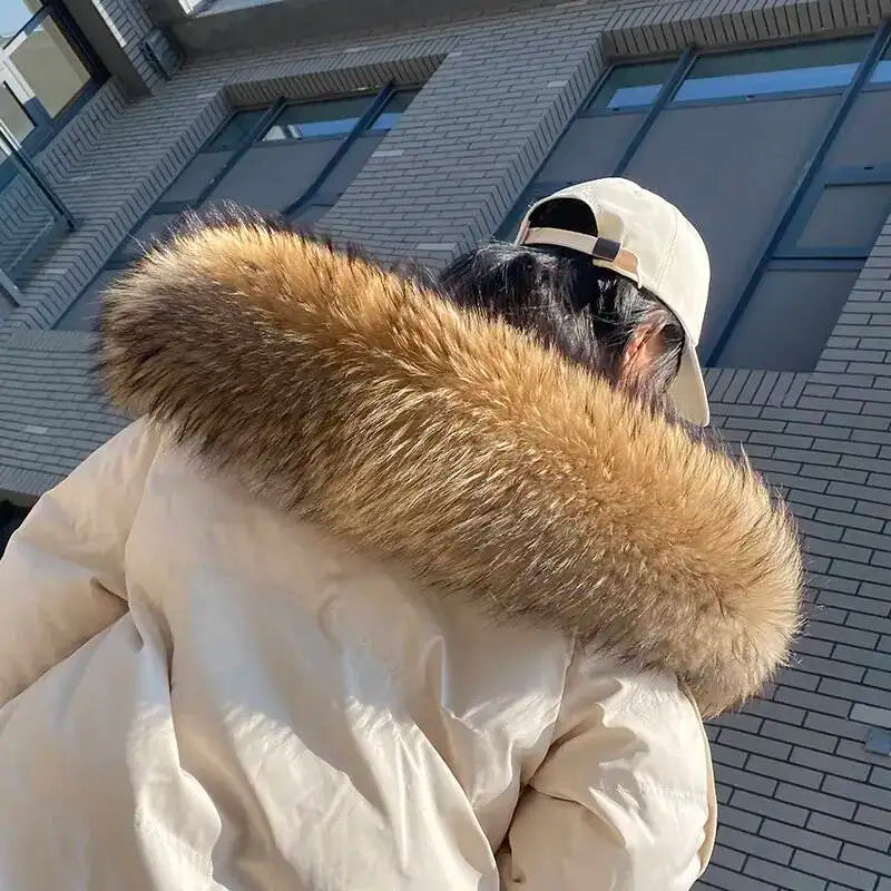 Raccoon Fur Collars For Jacket Women's Real Fur Collar Warm Natural Fur Hoodie Decor Winter Parkas Coat Jacket Furry Hood Trims