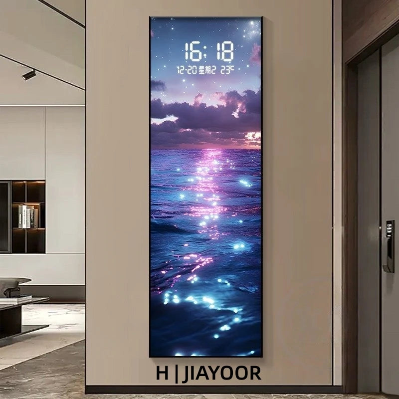 Modern Electronic Clock LED Wall Lamp for Living Room Entrance Corridor Study Hotel Plane Painting Home Decorations Mural Light