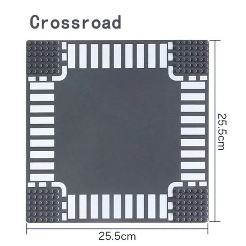 City Road Street Baseplate Straight Crossroad Curve T-Junction Building Blocks Base Plates Construction for Children Kids