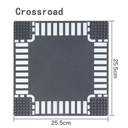 City Road Street Baseplate Straight Crossroad Curve T-Junction Building Blocks Base Plates Construction for Children Kids