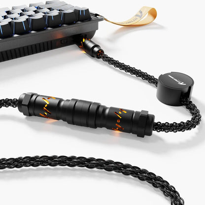 ATTACK SHARK C07 Custom USB C Keyboard Cable with RGB Lighting for 8KHz Magnetic Keyboard, 5-Pin CNC Aviation Connector