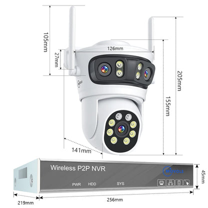 Movols 6MP Three Lens PTZ H.265 Wireless CCTV System Two Way Audio Waterproof IP Security Camera 10CH NVR Surveillance System