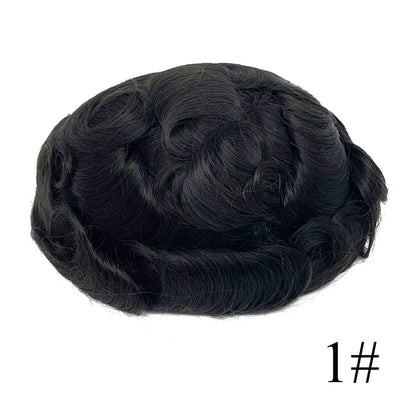0.08mm Thickness PU Poly Base Double Knotted Toupee Human Hair Durable Time Long Lifespan Men's Capillary Prothesis