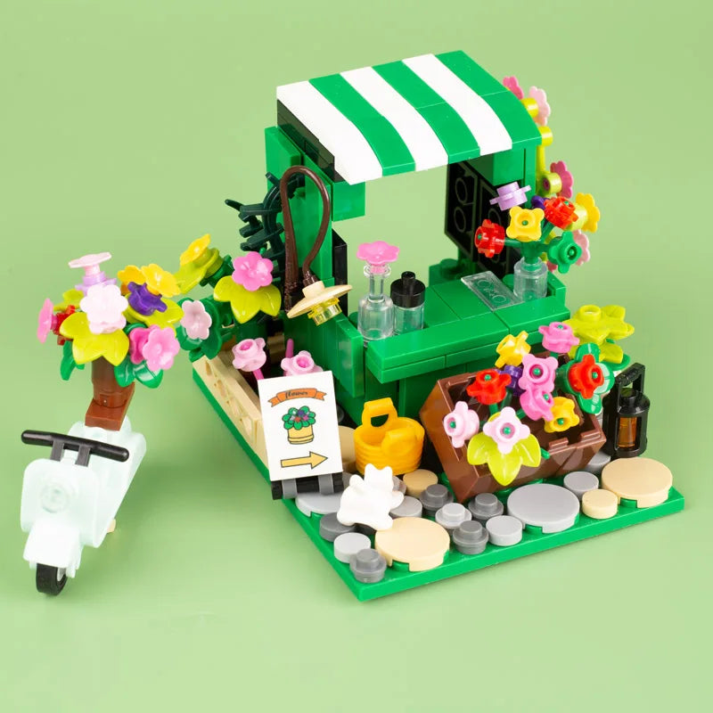 MOC City Supermarket Shop Store Building Blocks Street View Drink Food Vegetable Food Accessories Dessert Blocks Printed Bricks