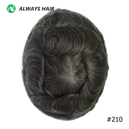 0.12-0.14mm PU Men Toupee Full Thickness Skin Indian Human Hair Men's Capillary Prothesis 130% Density Wig Man