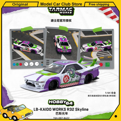 New Tarmac Works TW 1:64 LB-Kaido Works R32 Skvline Toy Story 5 Buzz Lightyear Pandem Toyota GR Yaris Model Car Collection Toys