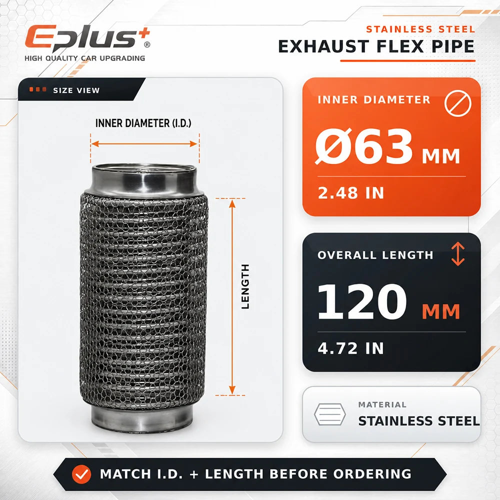 Universal Automotive Chain Link Mesh Exhaust Hose Stainless Steel Braided Flexible Bellows for Car Exhaust System Replacement