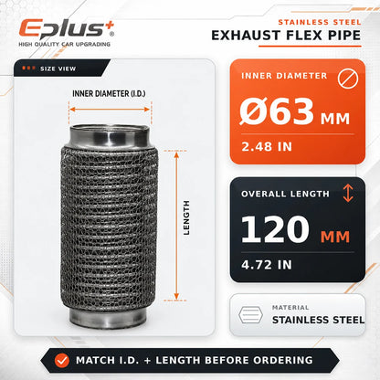 Universal Automotive Chain Link Mesh Exhaust Hose Stainless Steel Braided Flexible Bellows for Car Exhaust System Replacement