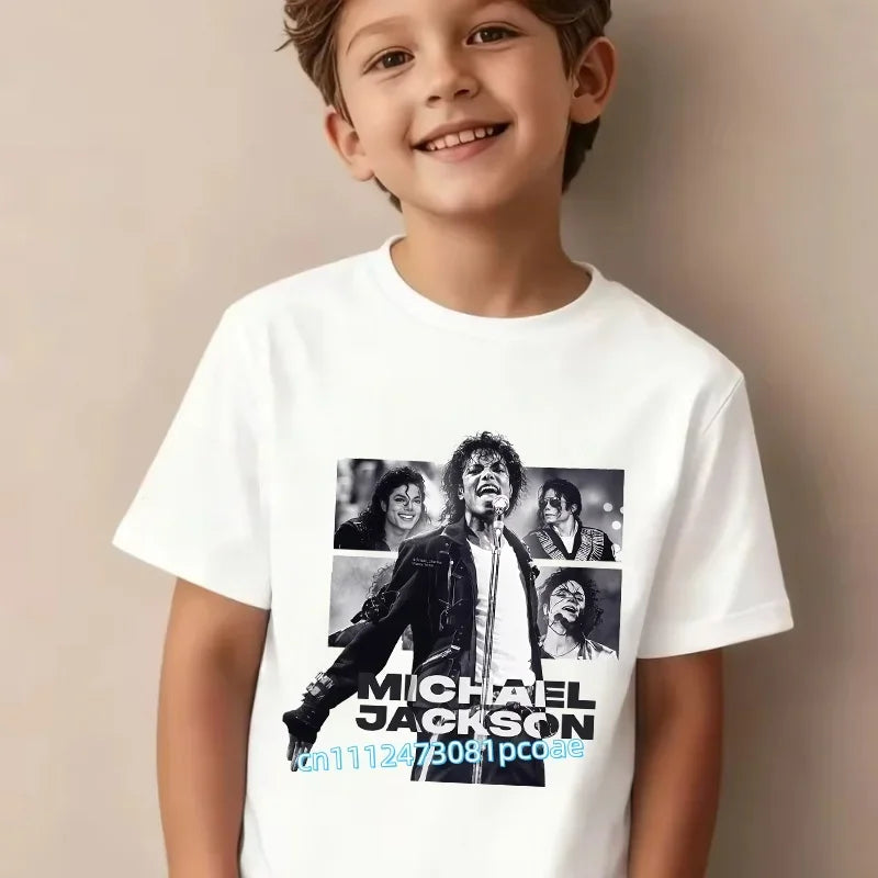 King of Pop Michael Jackson Children T-Shirt Cartoon Cotton Tops Kid Boy Girl MJ Tee Shirts Casual Clothes Birthday Gift 2026