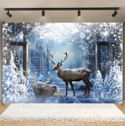 Christmas Glitter Photography Backdrop Street Xmas Gifts Pine Tree Family Portrait Festival Party Studio Photo Background Banner