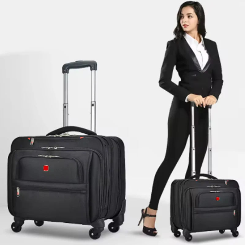 New Fashion Oxford Universal Wheel Rolling Luggage 18 Inch Men Multifunction Carry-Ons Suitcase Trolley Travel Bag Boarding Box