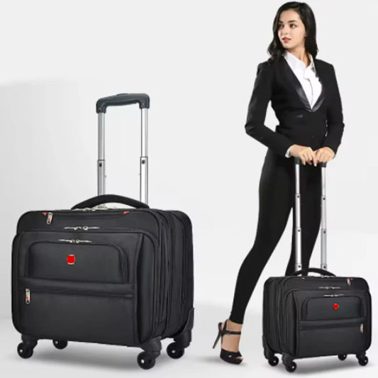 New Fashion Oxford Universal Wheel Rolling Luggage 18 Inch Men Multifunction Carry-Ons Suitcase Trolley Travel Bag Boarding Box