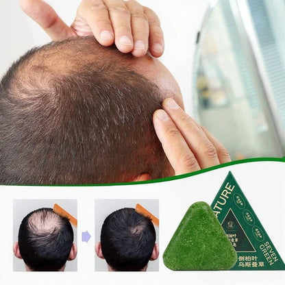 120g Seven Green Platycladi Usman Grass Handmade Shampoo Soap Refreshing and Flushing Healthy Anti-Removal Hair Nourishing Clean