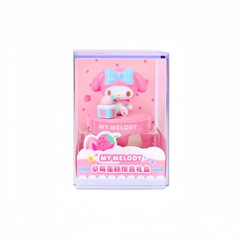 Sanrio Strawberry Cake Surprise Gift Box Series Hello Kitty Kuromi Dolls Figures Desktop Model Ornament Toy Gift