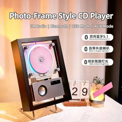 Music Frame CD Player L213 Wall Mounted Bluetooth Speaker Rechargeable With Built-in Speaker Ambient Light Aesthetic Soundbox