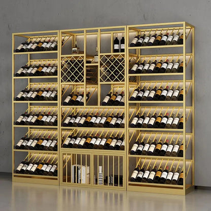 custom.Winery Floor-standing Multi-layer Metal Wine Cabinet Wine Cellar Luminous Red Wine Tea Storage Display Rack Wine