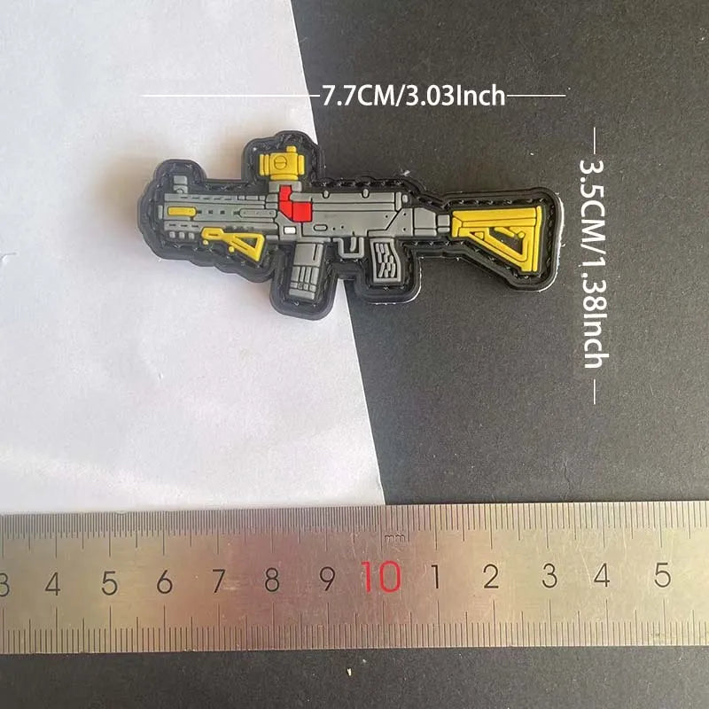 3D PVC Rubber Morale Patches Mini Pistol, Rifle Army Badge Stickers, Military Tactical Patch With Hook For Backpack