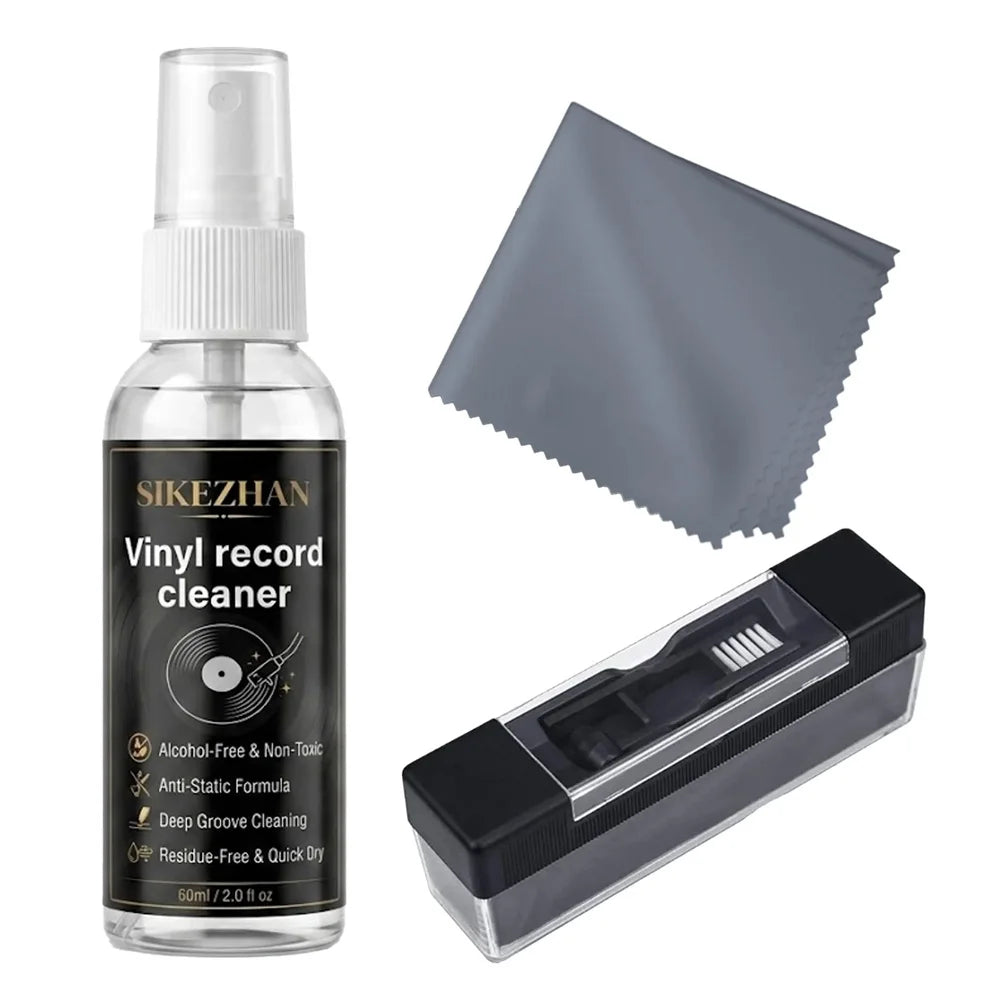 Anti Static Vinyl Record Cleaner Spray Kit Deep Groove Dust Remover Alcohol Free Liquid Microfiber Cloth Turntable LP Brush
