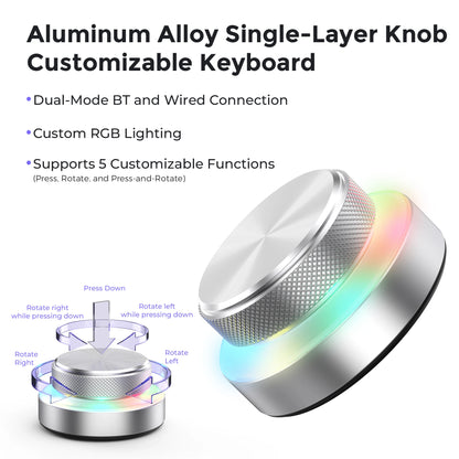 Dual-Layer Knob Wireless Custom Keyboard RGB Custom Control Volume Knob Multimedia Office Craphic Video Audio Editing Artwork