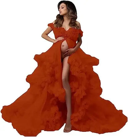 Sexy Maternity Gowns Photoshoot  Ruffles baby shower платье для беременных فساتين حوامل vestidos para embarazadas photoshoot