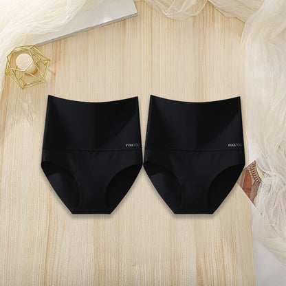 2Pcs/Set High Waist Panties Women Body Slimming Underwear Breathable Comfortable Briefs Solid Briefs  Breathable Lingerie