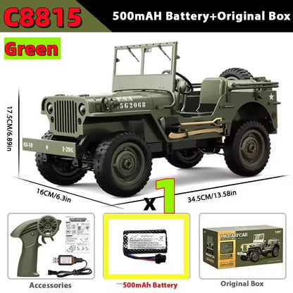 JHD FOR JJRC C8815 Rc Car 1:10 JEEP MB 2.4g 4wd RTR Crawler Climbing Scale Military Truck Offroad Vehicle C8815  Adult Toy Gift