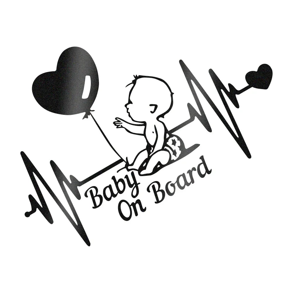 Heartbeat Balloon Baby on Board Car Sticker 3D Cartoon Baby In Car Auto Window Reflective Decor Decoration Exterior Accessories